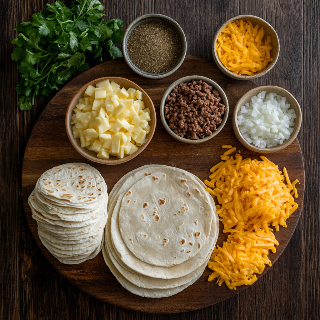 Beef and Cheese Chimichangas ingredients