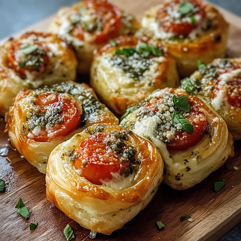 Caprese Pesto Puff Pastry Bites