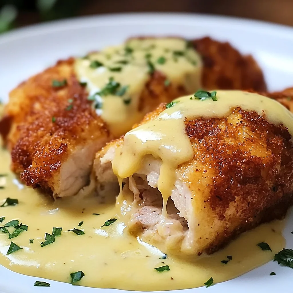 Chicken Cordon Bleu with Swiss Cheese Sauce