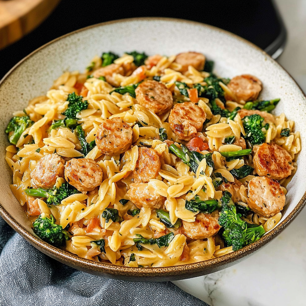 Chicken Sausage and Broccoli Orzo 1