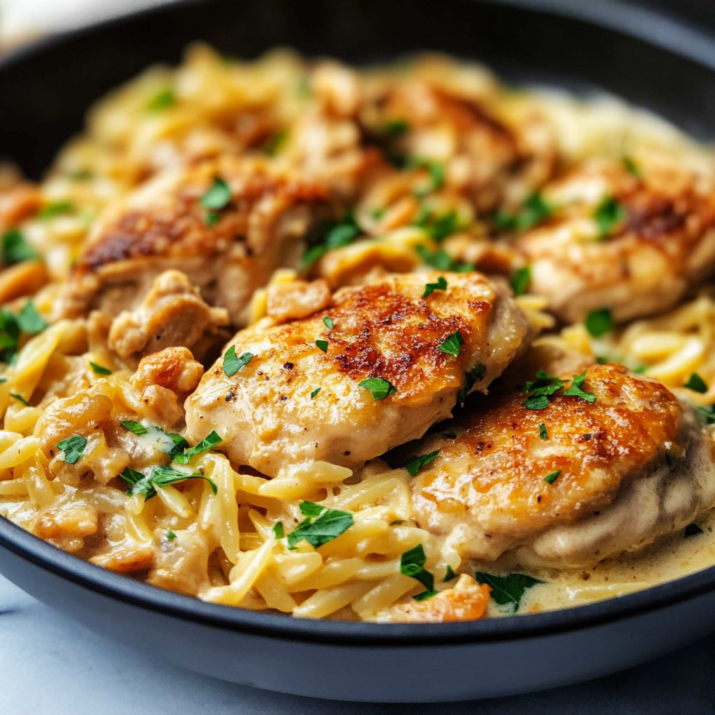 Creamy Dijon Chicken and Orzo