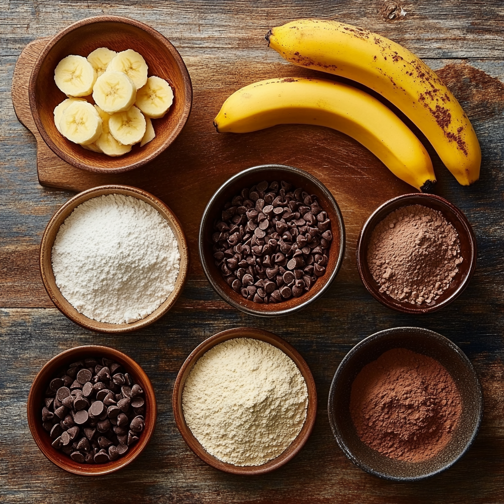 Double Chocolate Banana Bread ingredients