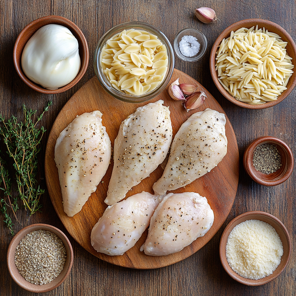 French Onion Chicken Orzo Casserole ingredients