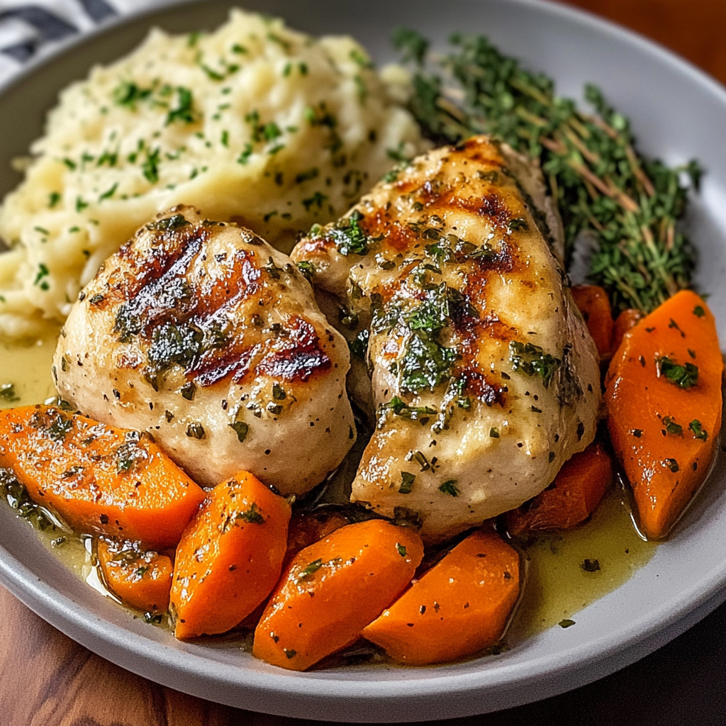 Garlic Herb Chicken Carrot Plate 1