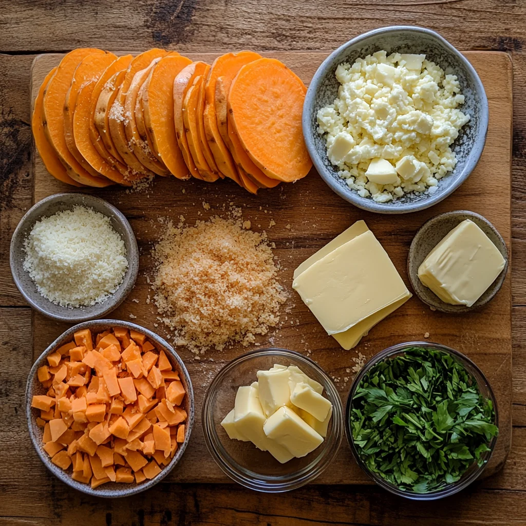Garlic Scalloped Sweet Potatoes ingredients