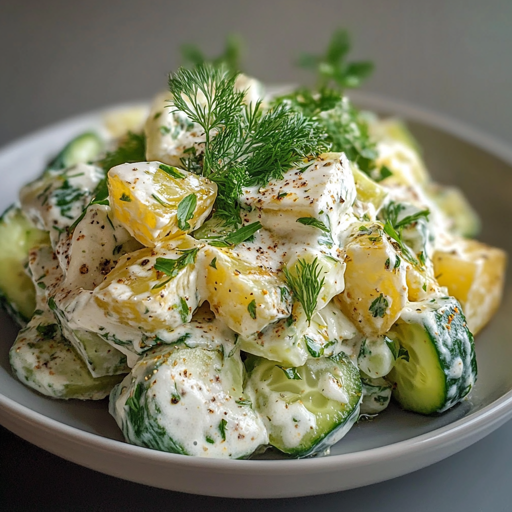 Greek Yogurt Potato Salad with Cucumbers