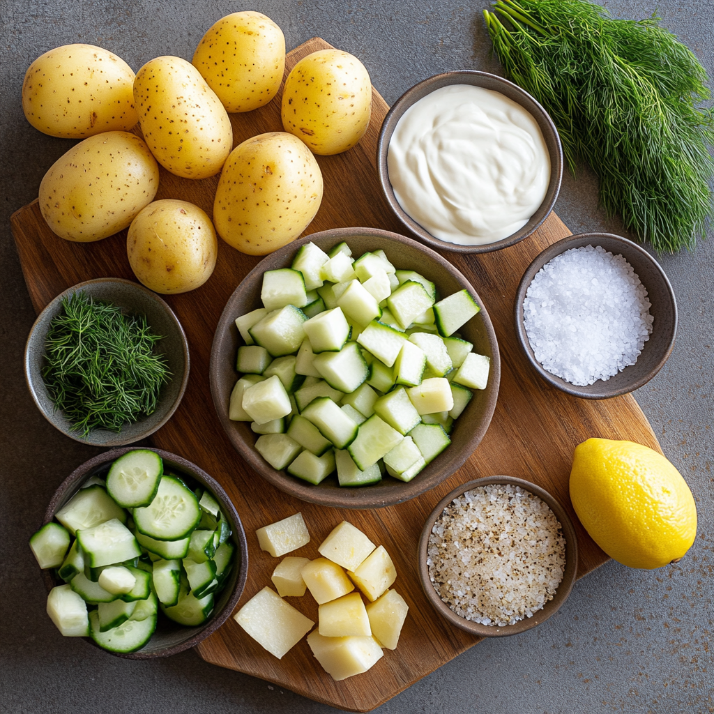 Greek Yogurt Potato Salad with Cucumbers ingredients