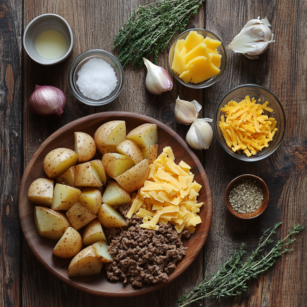 Ground Beef and Potato ingredients