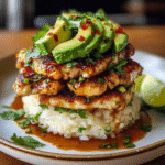 Honey Lime Chicken Avocado Rice Stack 1