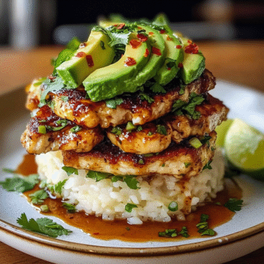 Honey Lime Chicken Avocado Rice Stack 1