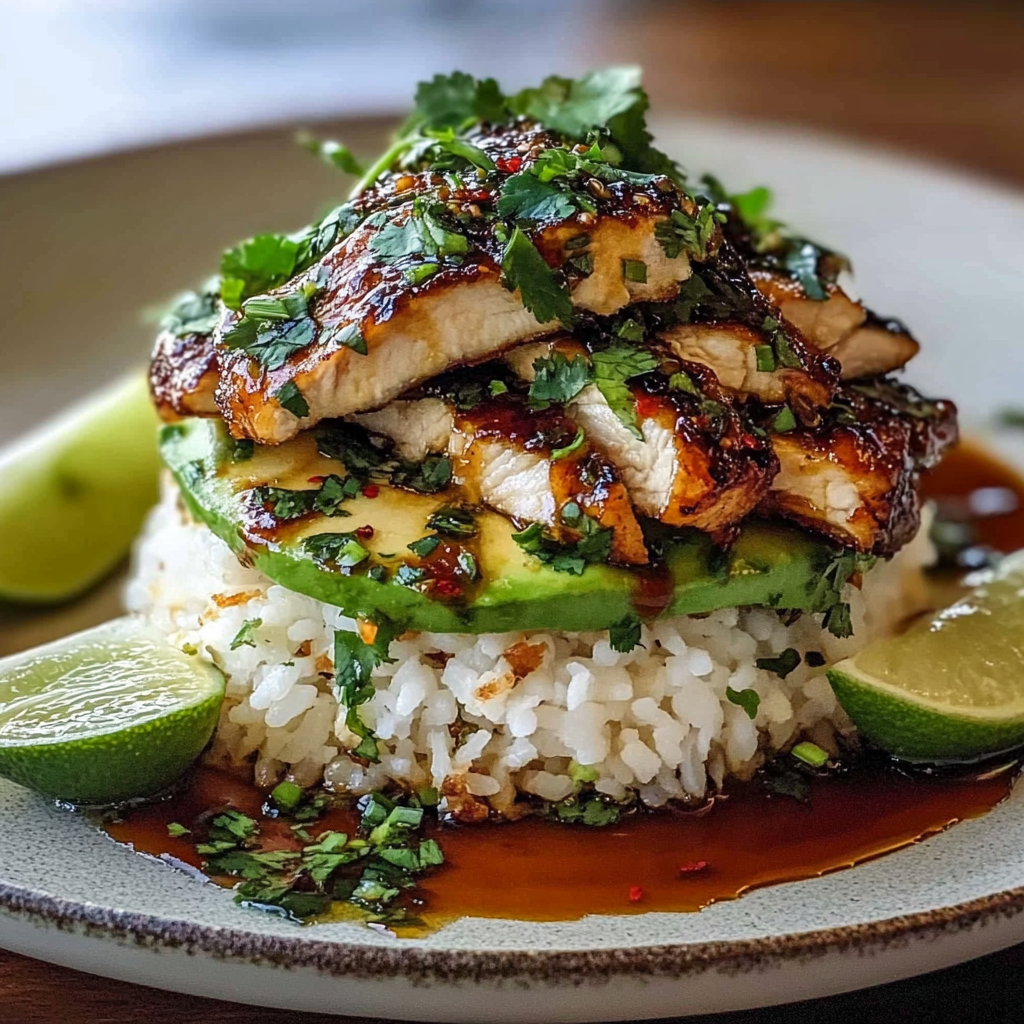 Honey Lime Chicken & Avocado Rice Stack