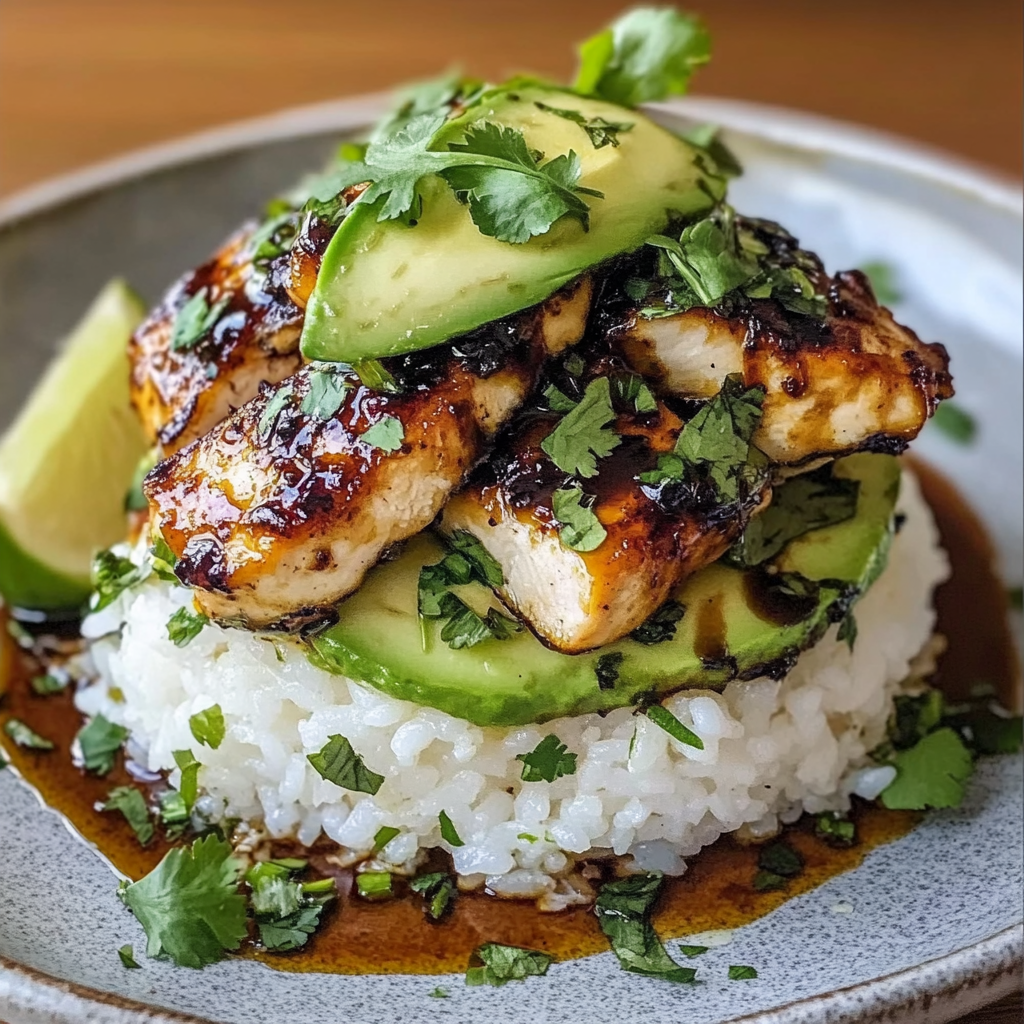Honey Lime Chicken & Avocado Rice Stack