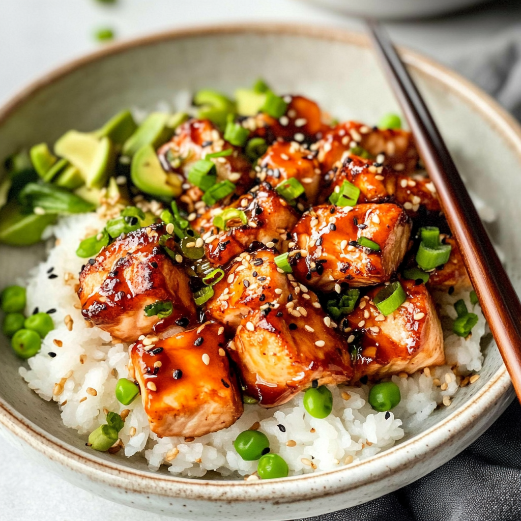 Honey Sriracha Salmon Bowls 1