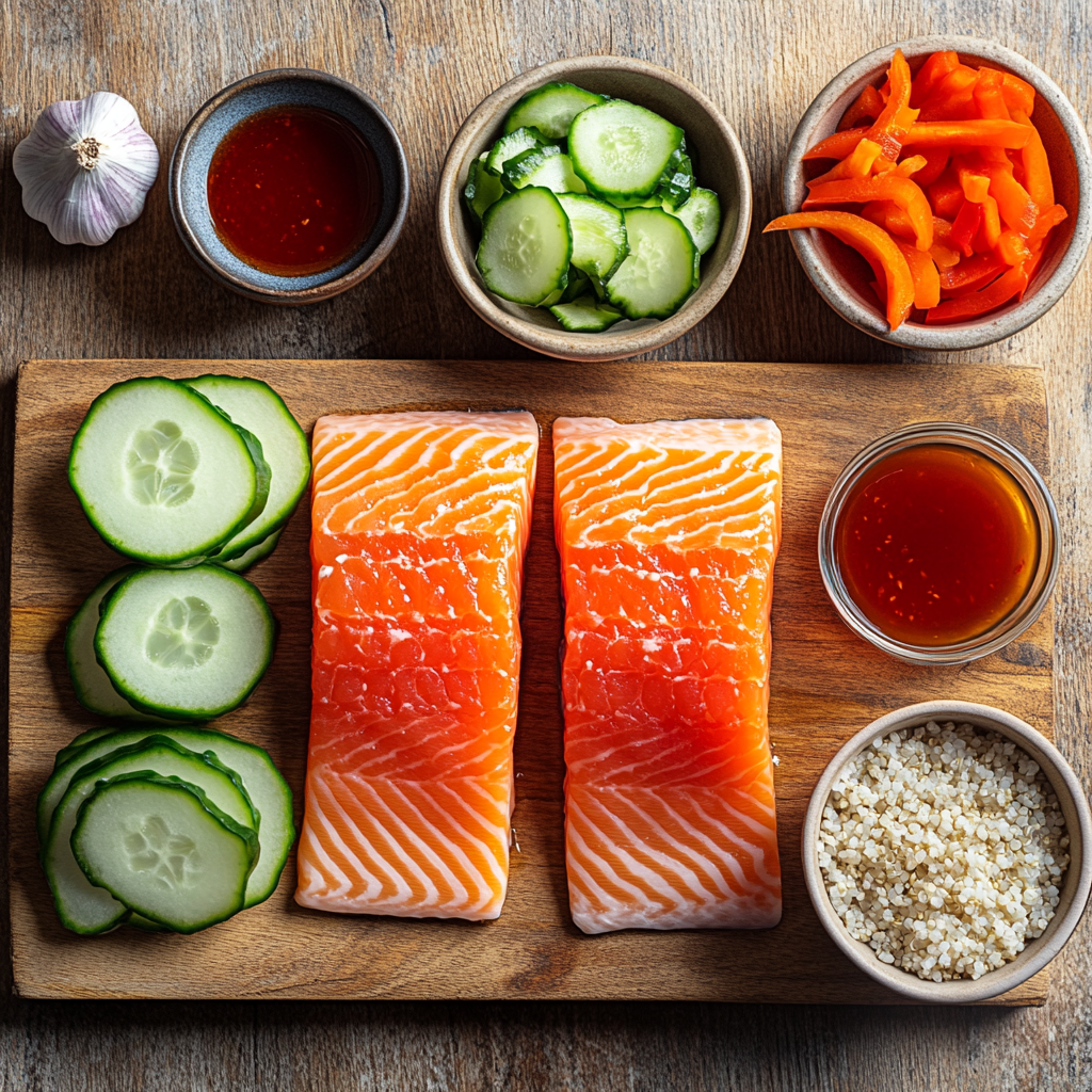 Honey Sriracha Salmon Bowls ingredients