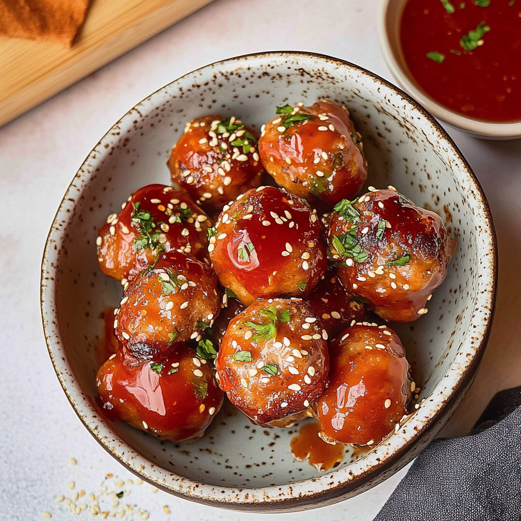 Korean BBQ Meatballs & Spicy Mayo Dip