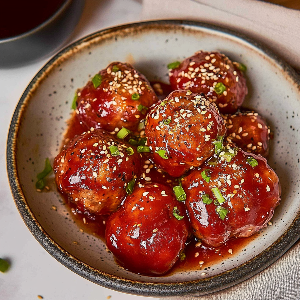 Korean BBQ Meatballs & Spicy Mayo Dip