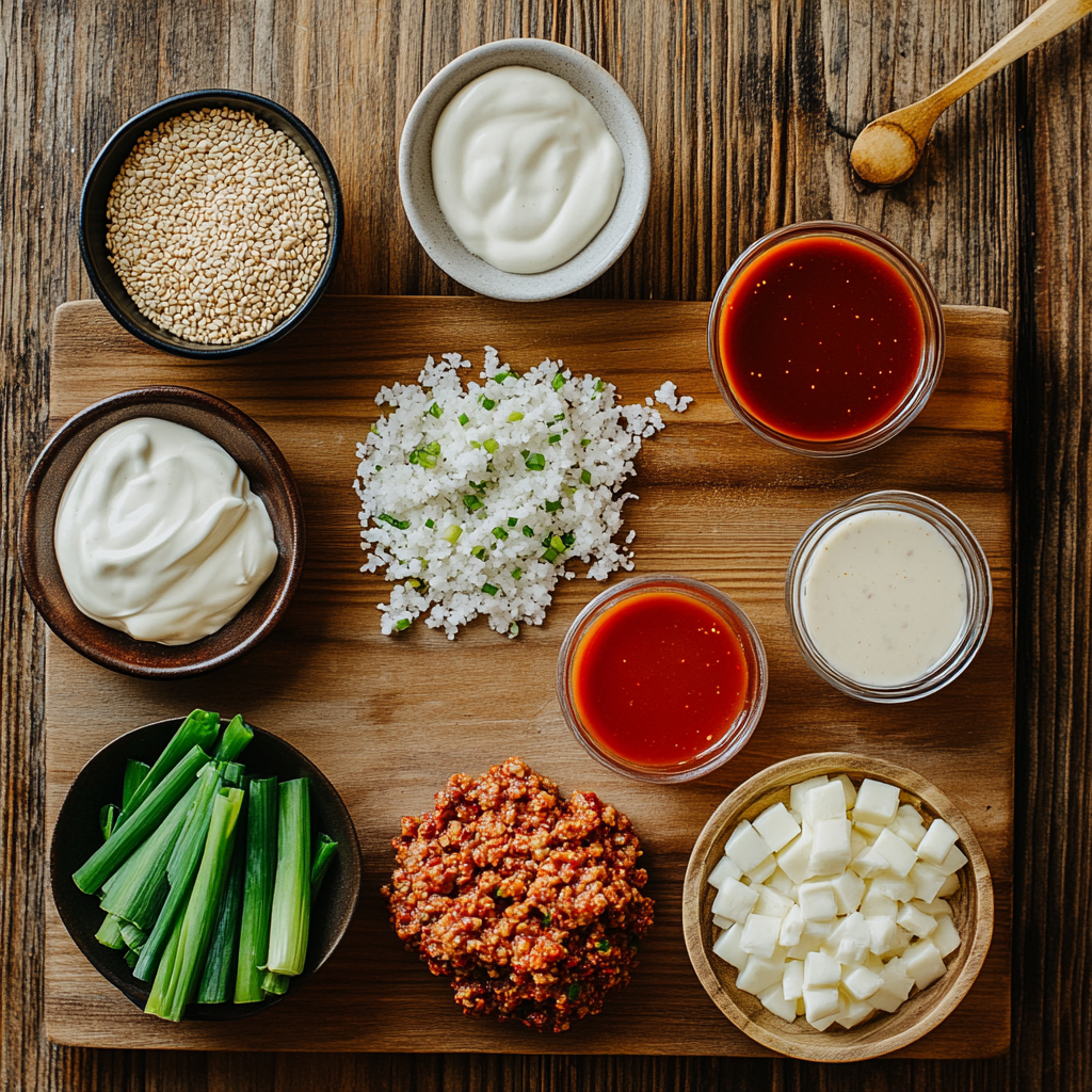 Korean BBQ Meatballs & Spicy Mayo Dip ingredients