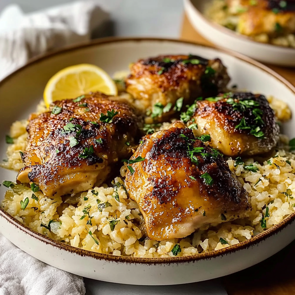 Lemon Chicken Thighs and Rice