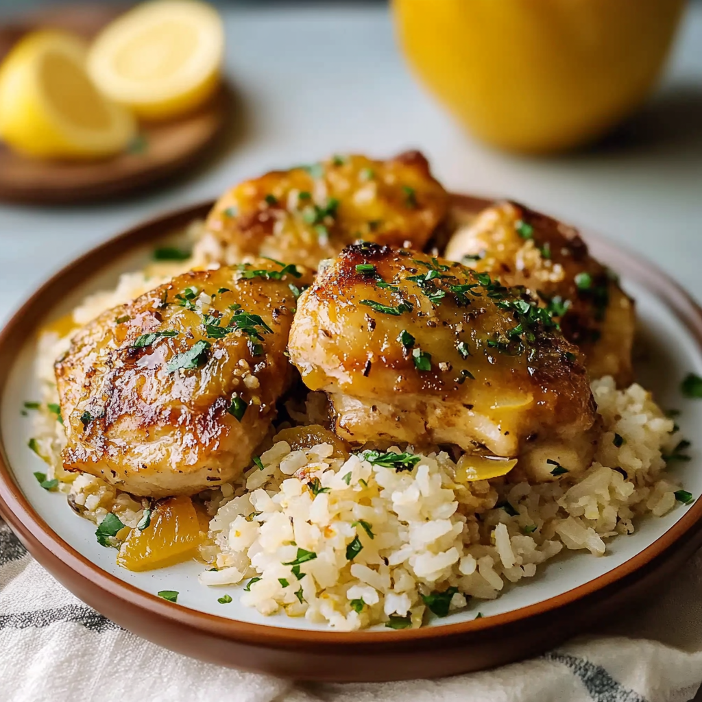 Lemon Chicken Thighs and Rice