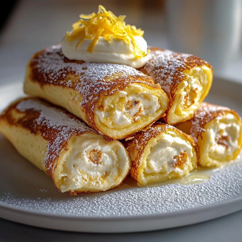 Lemon Cream Cheese Stuffed Pancake Rolls