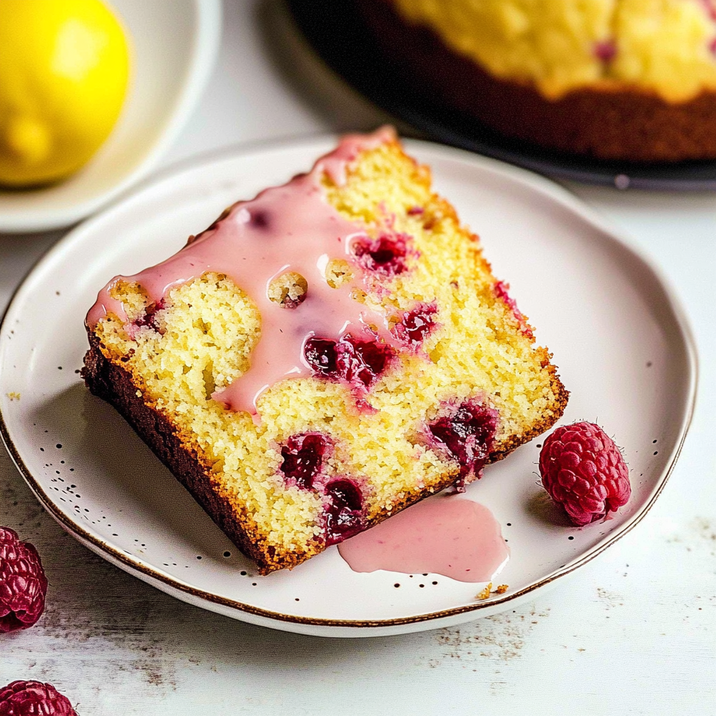 Lemon Raspberry Loaf Cake with Raspberry Glaze