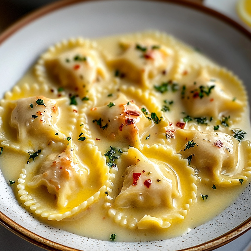 Lobster Ravioli in Lemon Butter Sauce