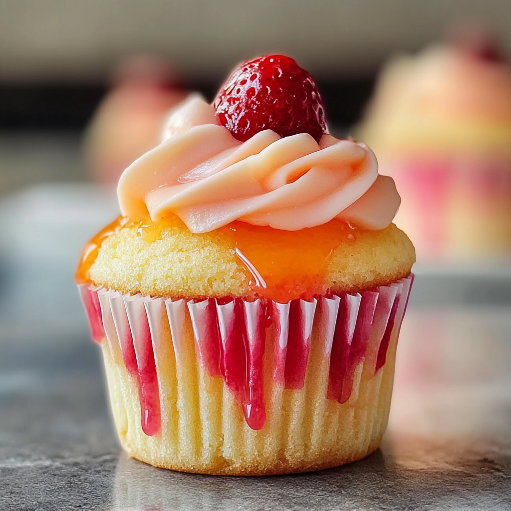 Mango Strawberry Sunset Cupcakes