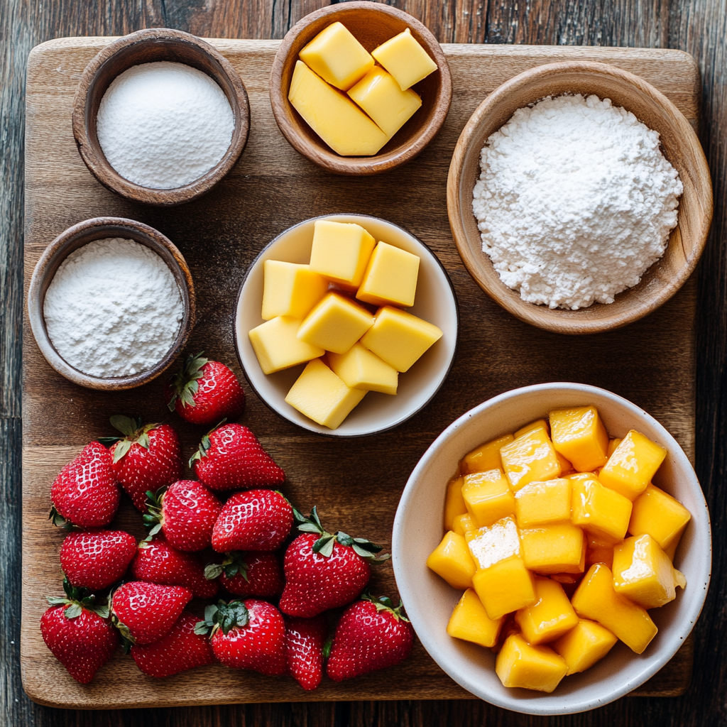 Mango Strawberry Sunset Cupcakes ingredients