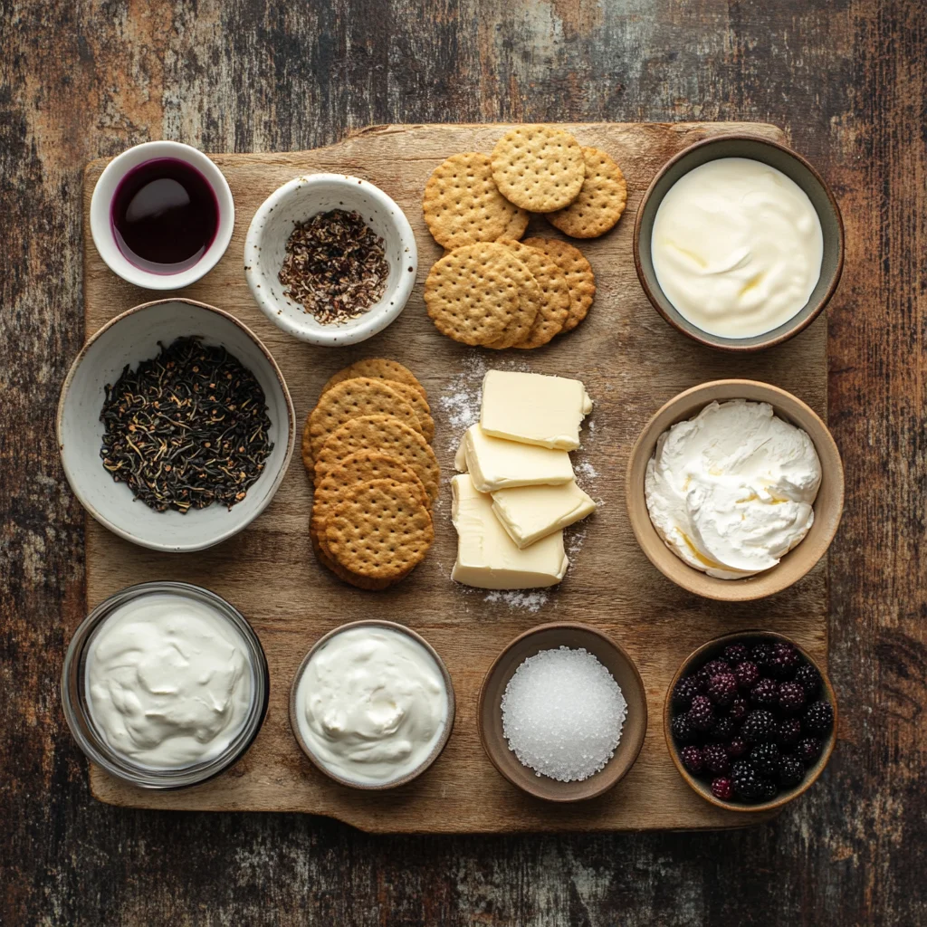 Mulberry & Earl Grey Cheesecake ingredients