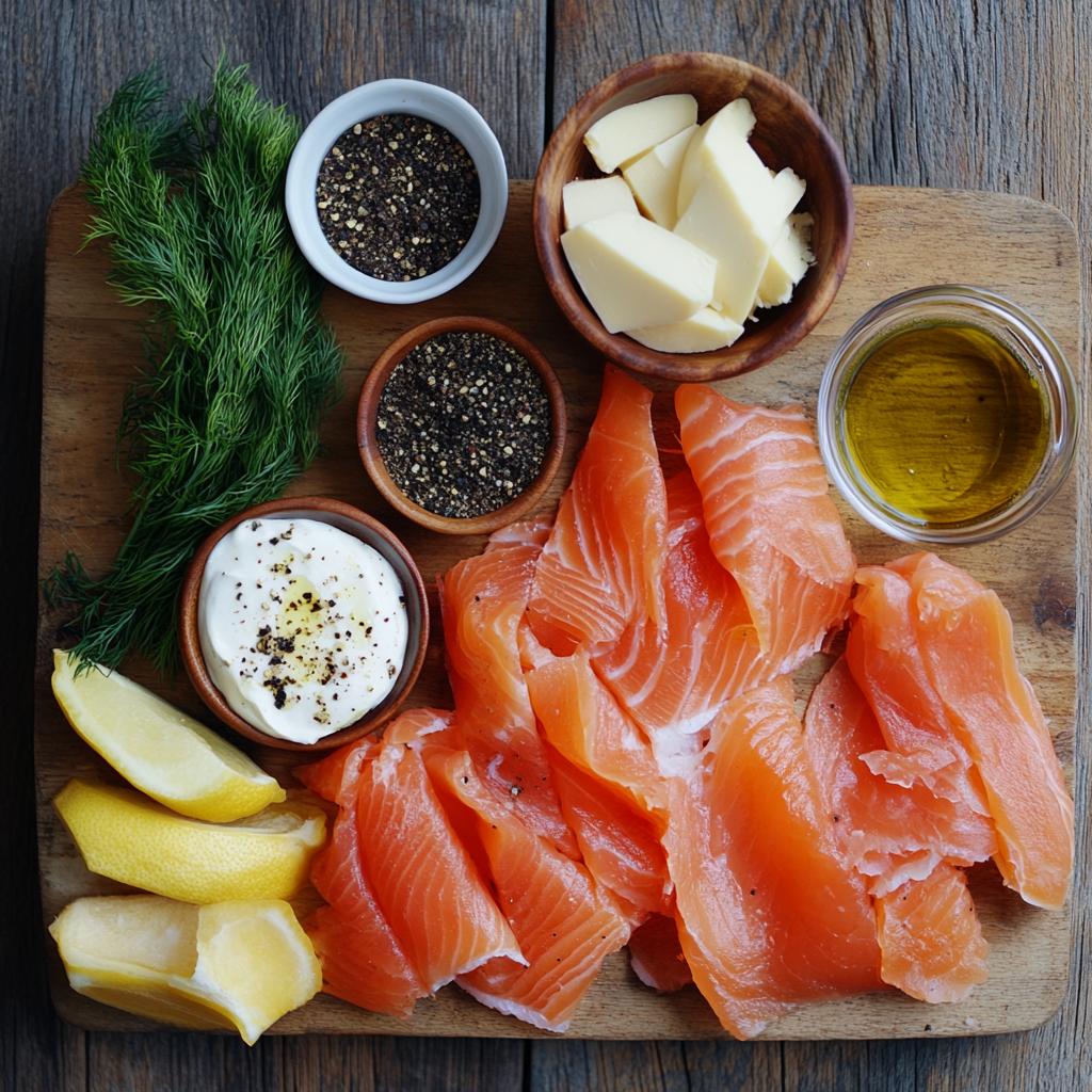 Smoked Salmon Crostini ingredients