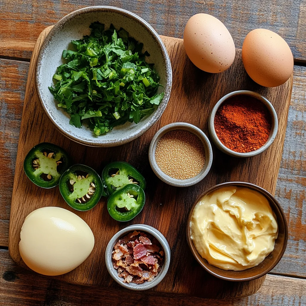 Spicy Jalapeño Popper Deviled Eggs ingredients