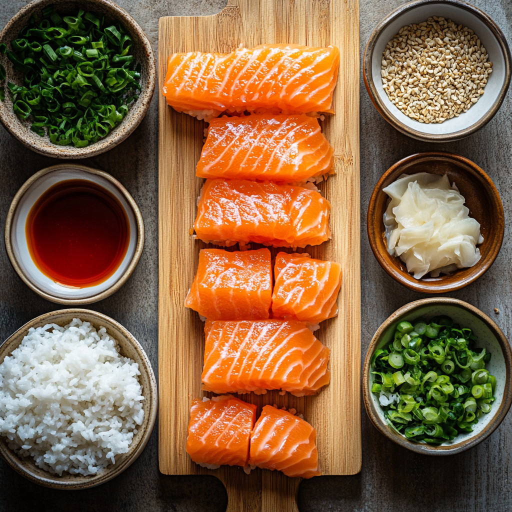 Spicy Salmon Sushi Bake ingredients