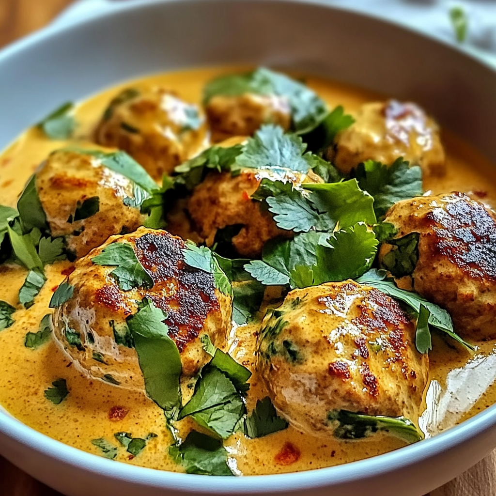 Thai Chicken Meatballs in Creamy Coconut Curry