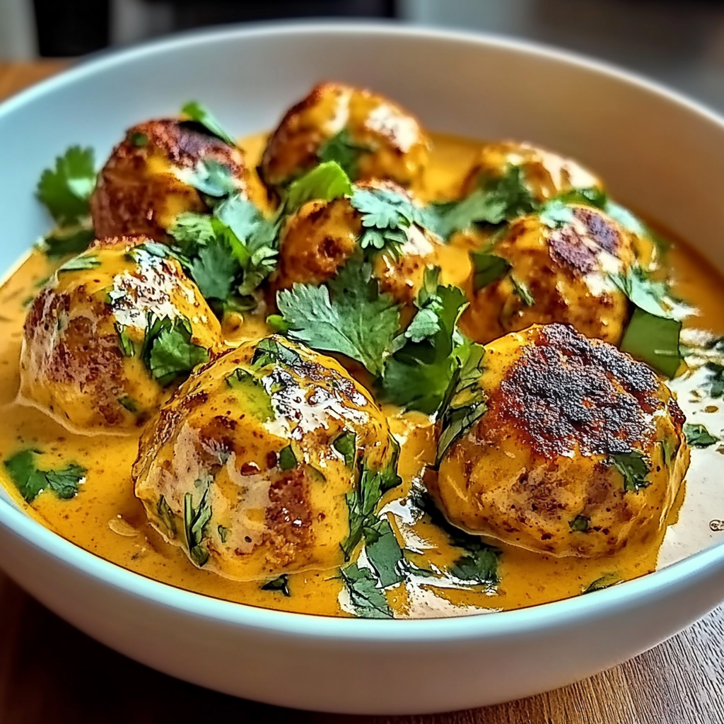 Thai Chicken Meatballs in Creamy Coconut Curry