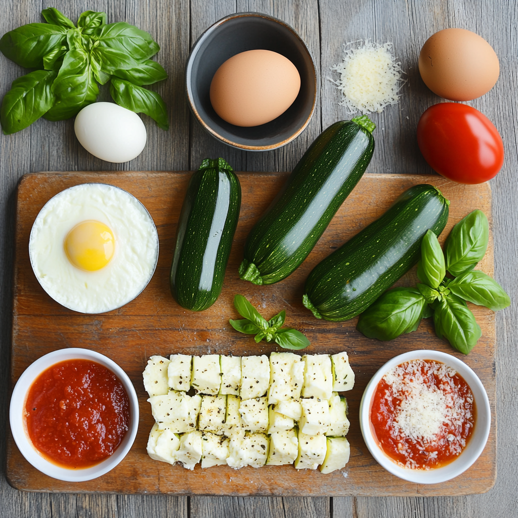 Three Cheese Zucchini Rollatini ingredients
