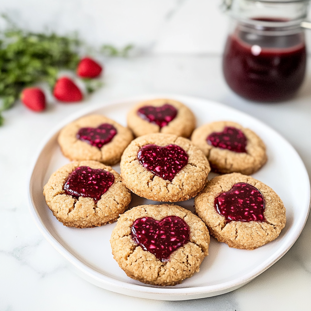 Valentine Jam Heart Thumbprint Cookies