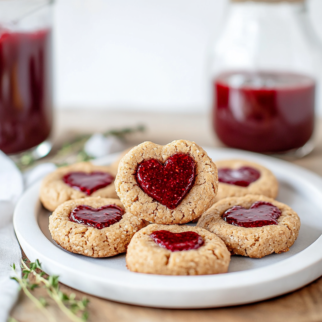 Valentine Jam Heart Thumbprint Cookies