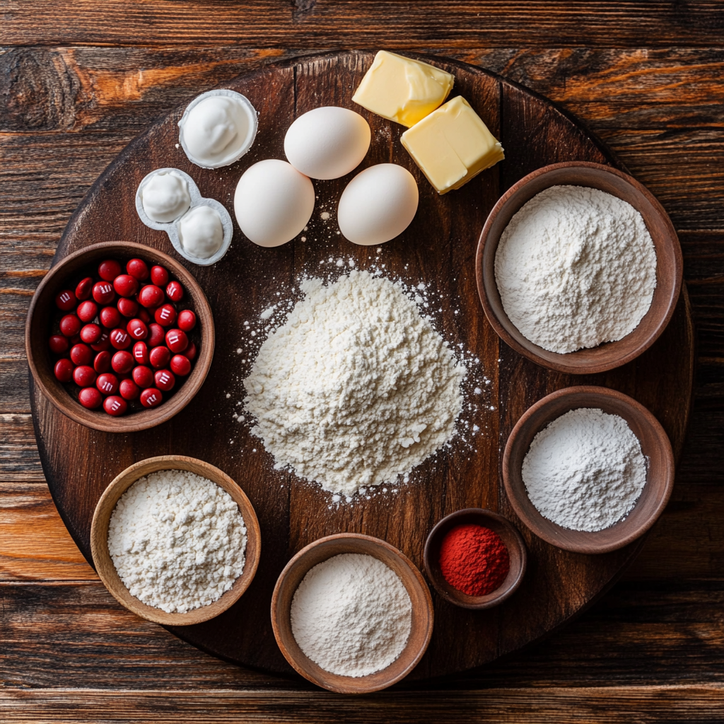 Valentine’s Red Velvet M&M Cookies ingredients