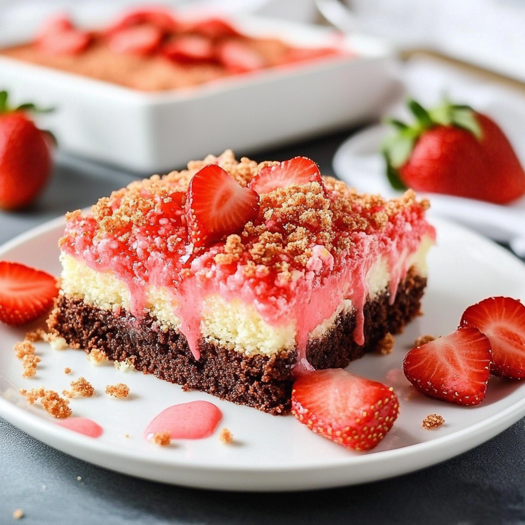 Valentine’s Strawberry Crunch Brownie Bars