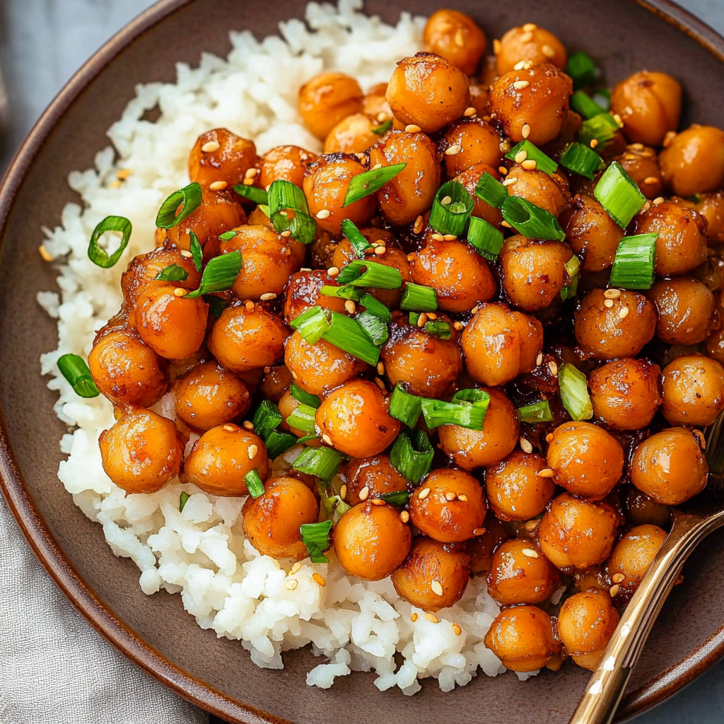 Vegan Sticky Sesame Chickpeas