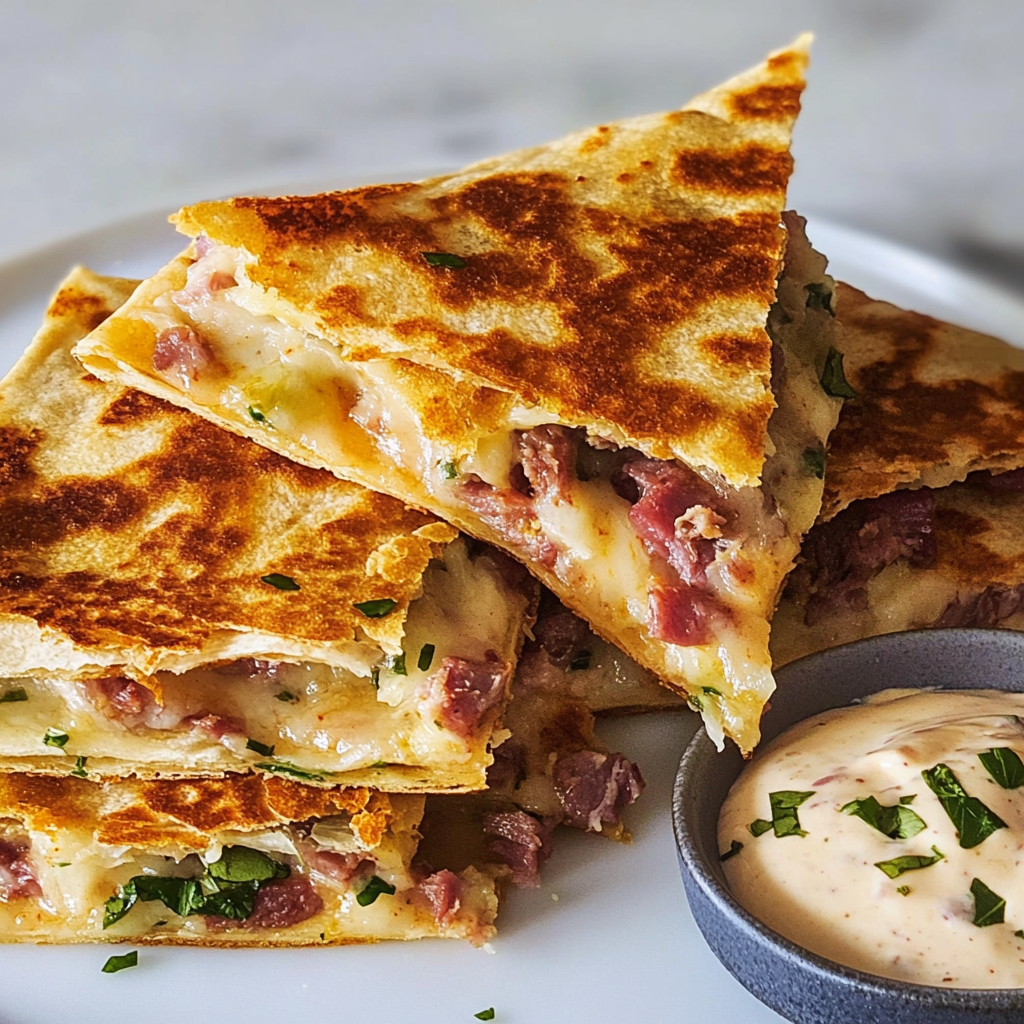 Corned Beef & Cabbage Cheese Quesadillas