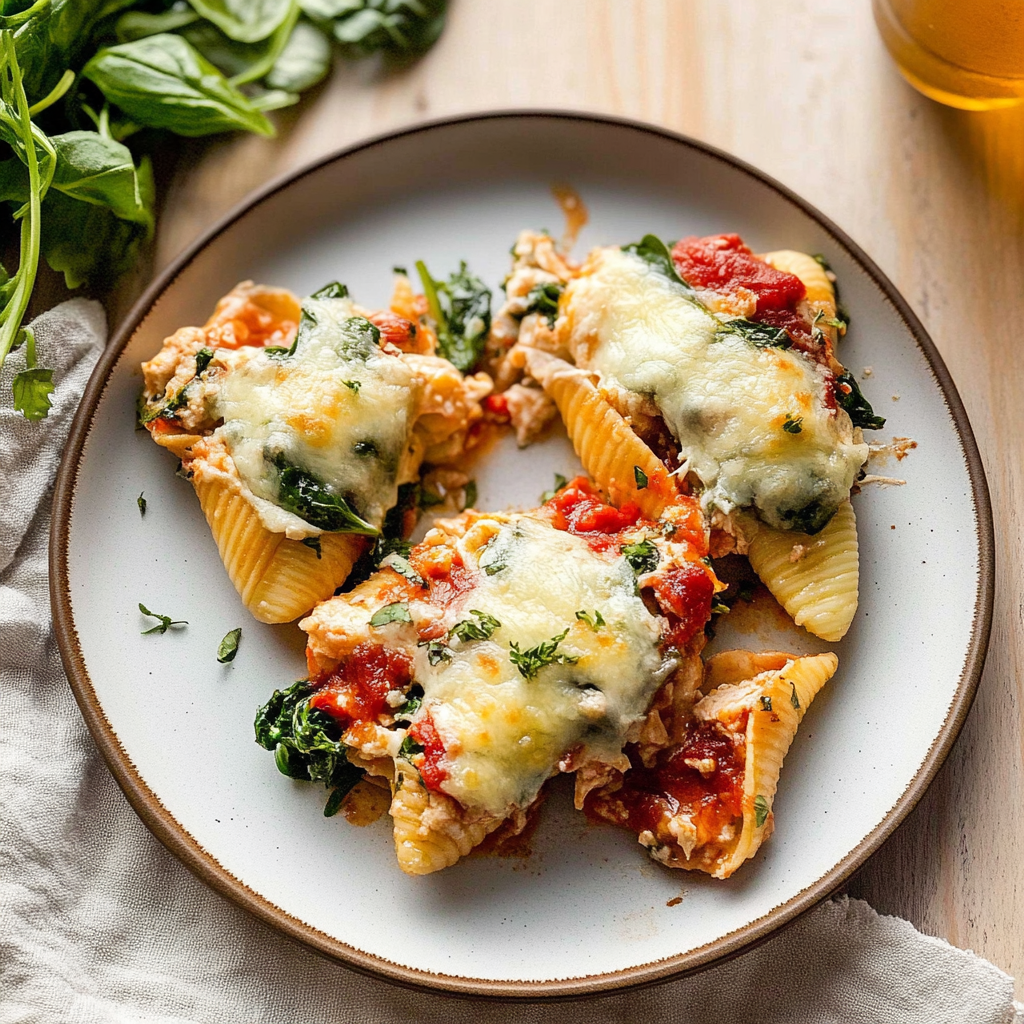Garlic Chicken & Spinach Stuffed Shells