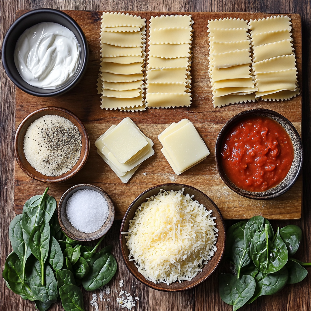 Greek Yogurt Lasagna ingredients