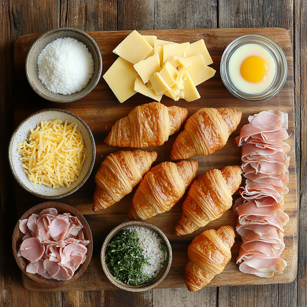 Ham and Cheese Croissant Breakfast Casserole ingredients
