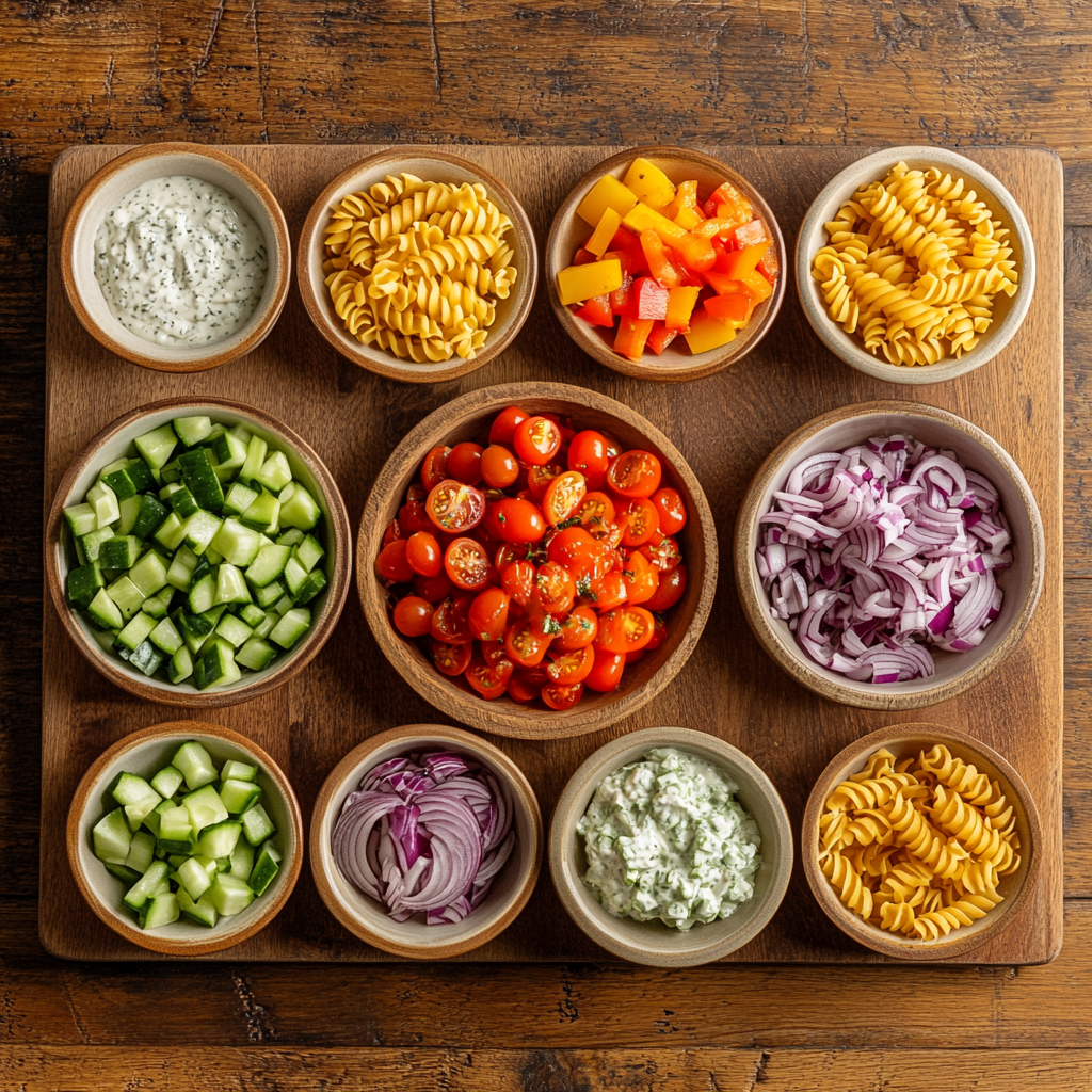 Ranch Pasta Salad ingredients