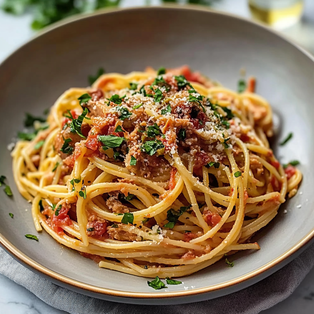 Spaghetti Puttanesca with Tuna 1