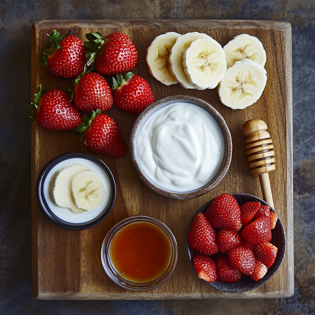Strawberry Banana Smoothie with Yogurt ingredients