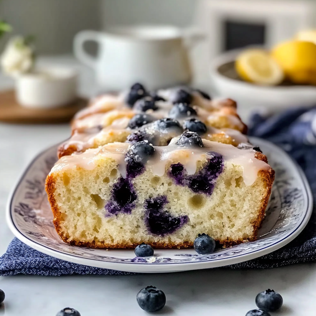 Valentine Blueberry Sourdough Bread with Lemon Glaze