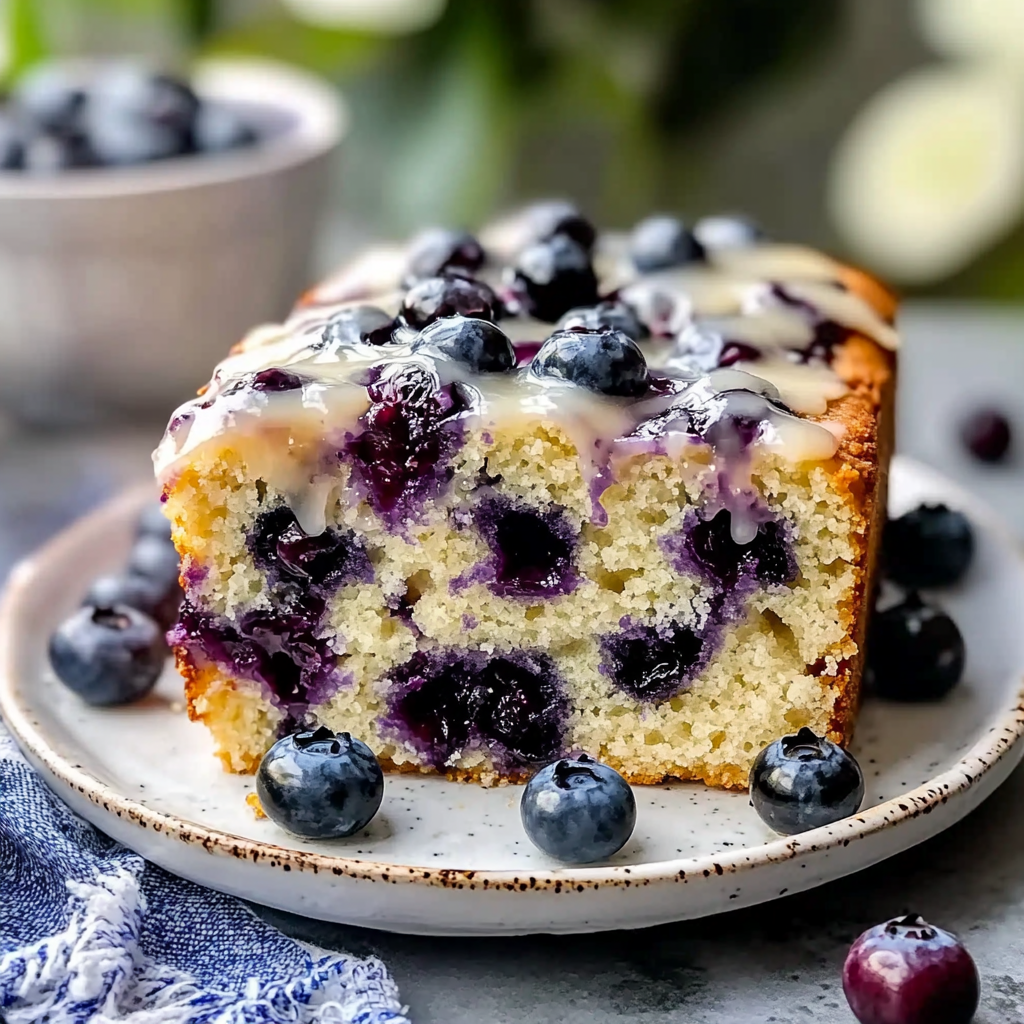 Valentine Blueberry Sourdough Bread with Lemon Glaze