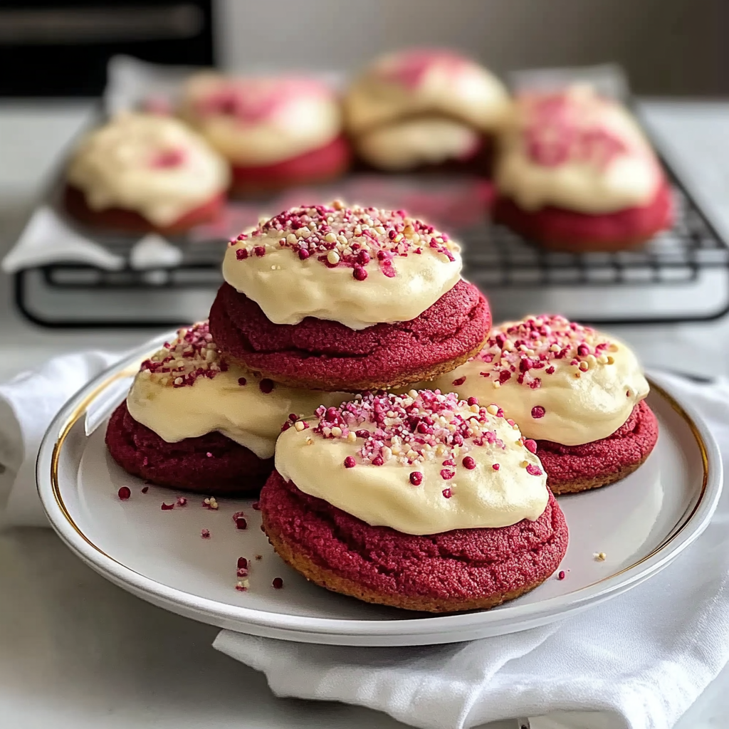 Valentine Crumbl Copycat Red Velvet Cookies